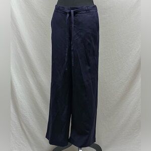 TALBOTS Wide-Leg Linen Blend Pants – Elegant Navy Blue
